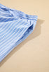 Sky Blue Striped Bowknot Detail Puffy Sleeve Top and Shorts 2Pcs Set